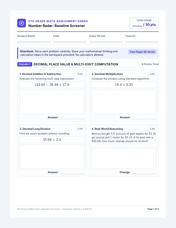 Number Radar Student Screener