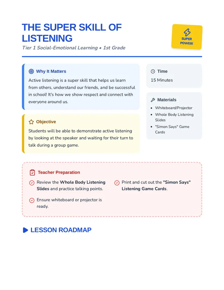 Listening Super Skill Lesson Plan