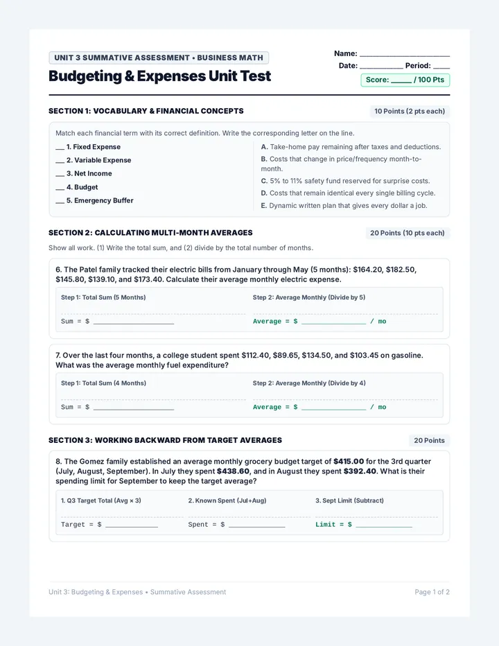 Unit Three Test