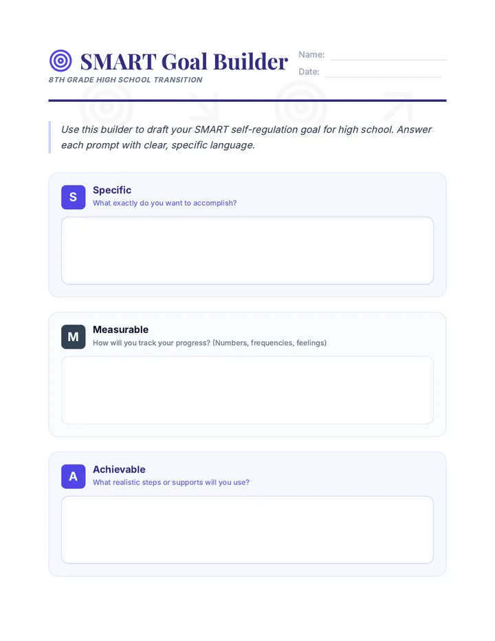 SMART Goal Builder Worksheet