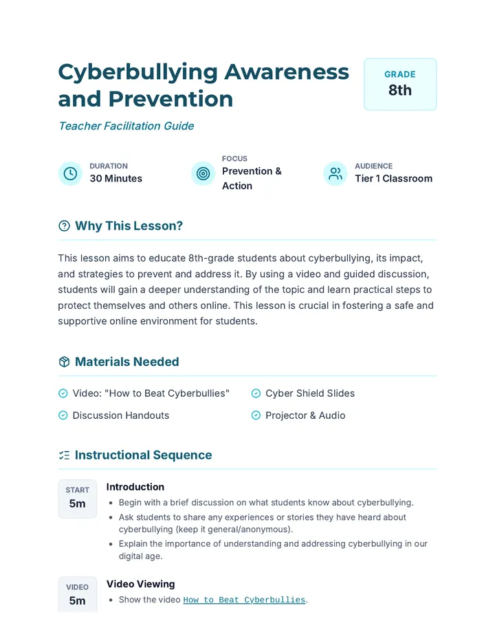 Cyber Shield Lesson Plan Guide
