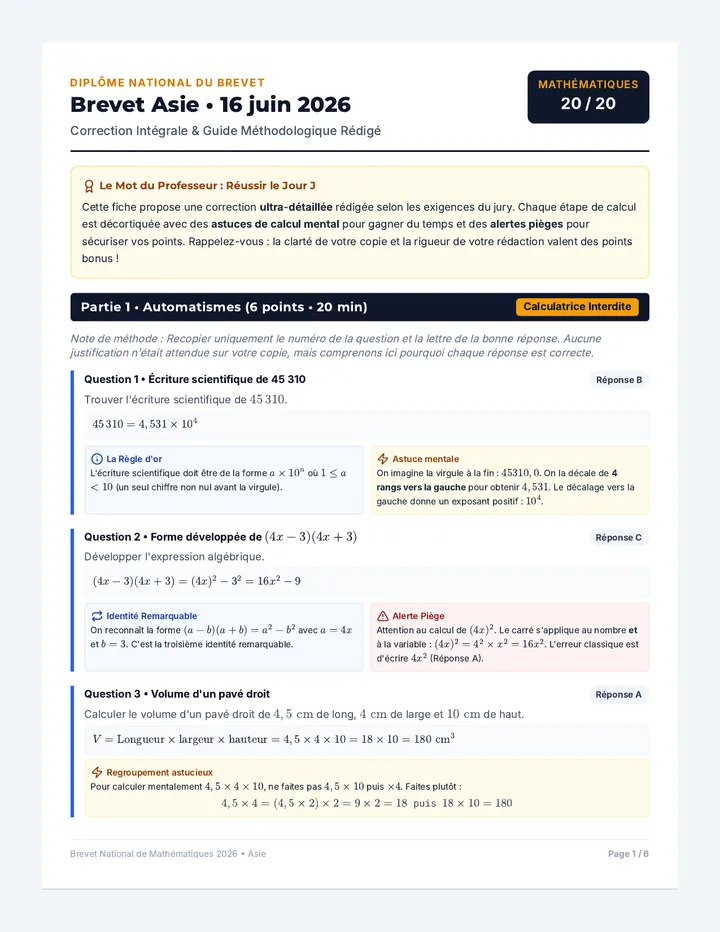 Brevet Asie 2026 Correction