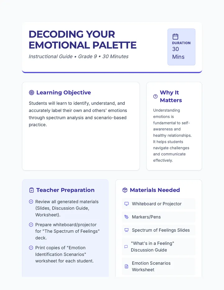 Emotional Palette Lesson Plan