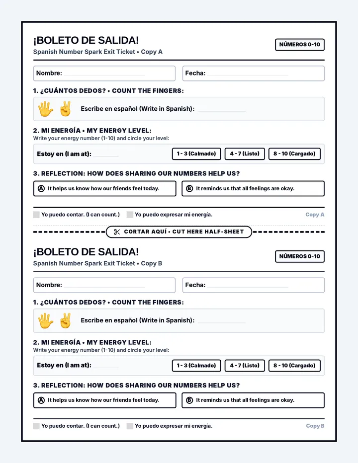 Number Spark Exit Ticket