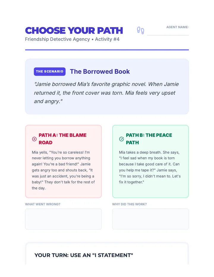 Conflict Scenarios Worksheet