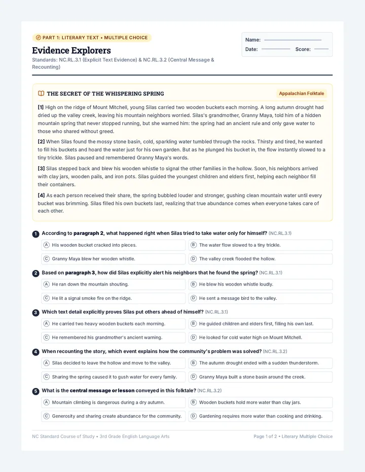 Evidence Explorers Worksheet