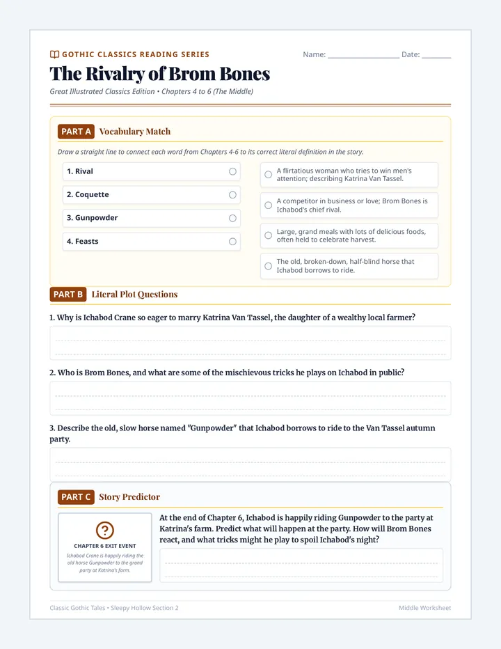 Sleepy Hollow Middle Worksheet