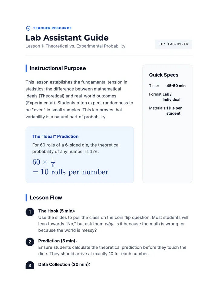 Lab Assistant Guide Teacher Guide