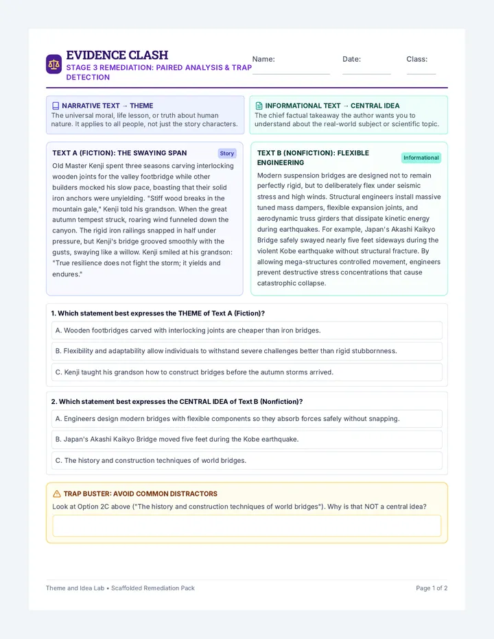 Evidence Clash Worksheet