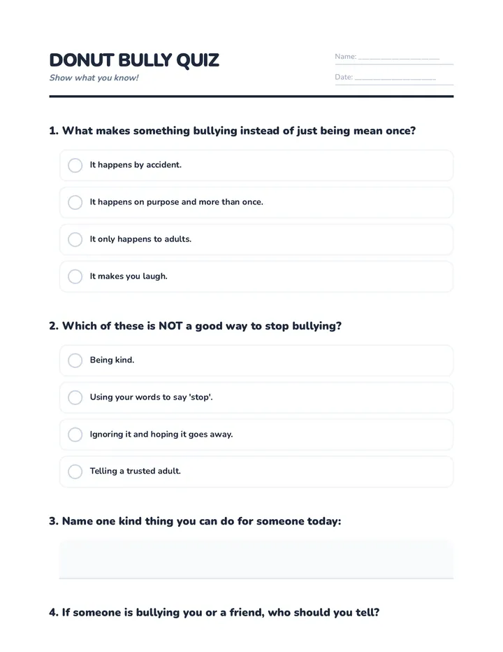 Donut Bully Quiz Material