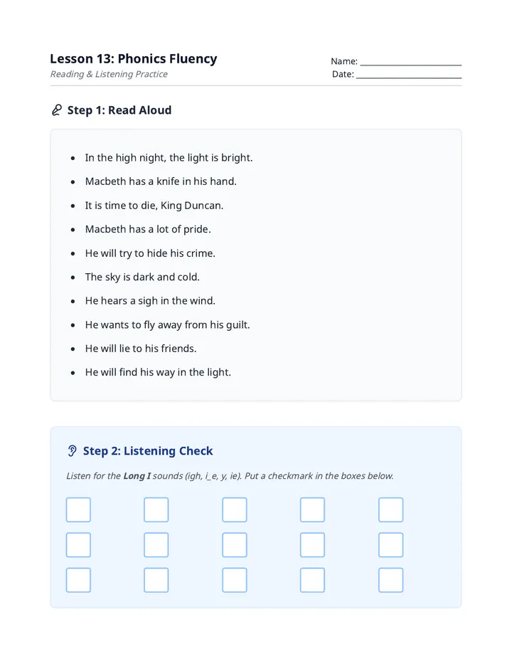 Fluency Practice Handout L13