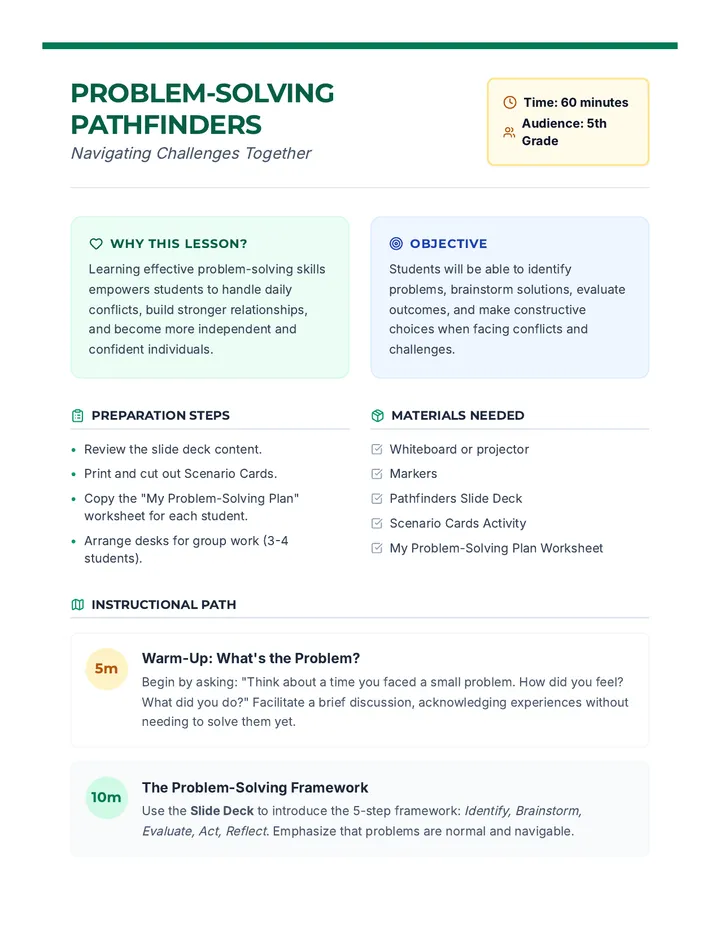 Pathfinders Lesson Plan