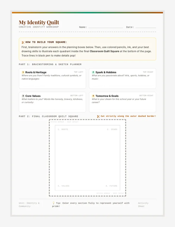 Weaving Stories Activity Sheet