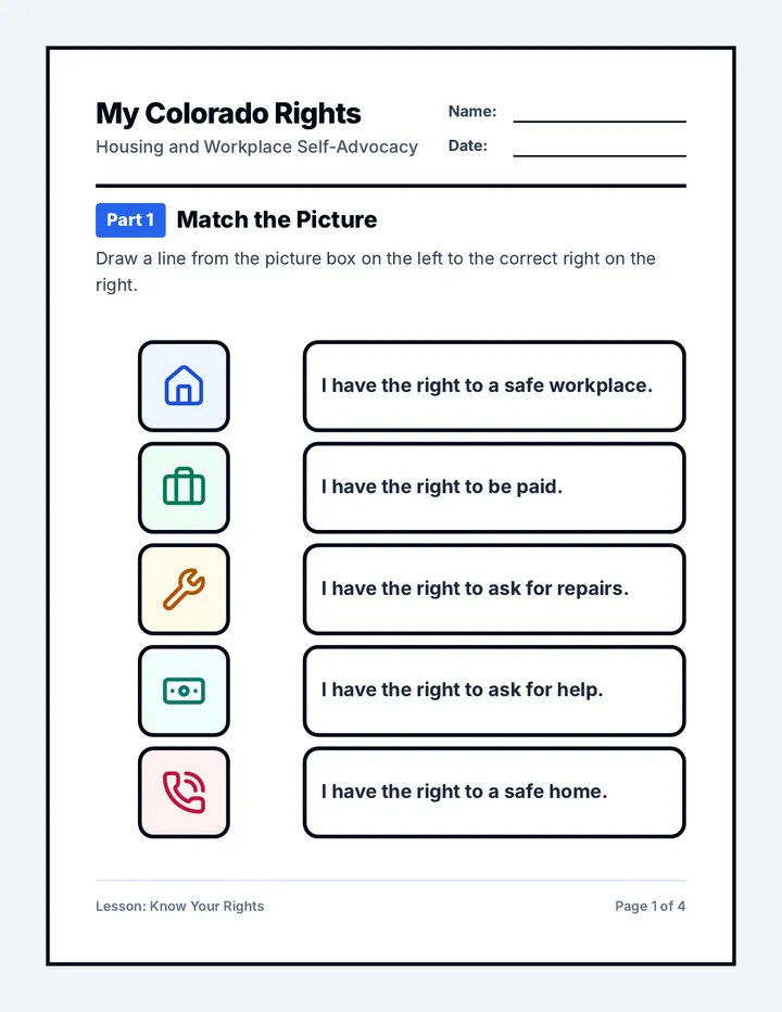 Colorado Rights Worksheet