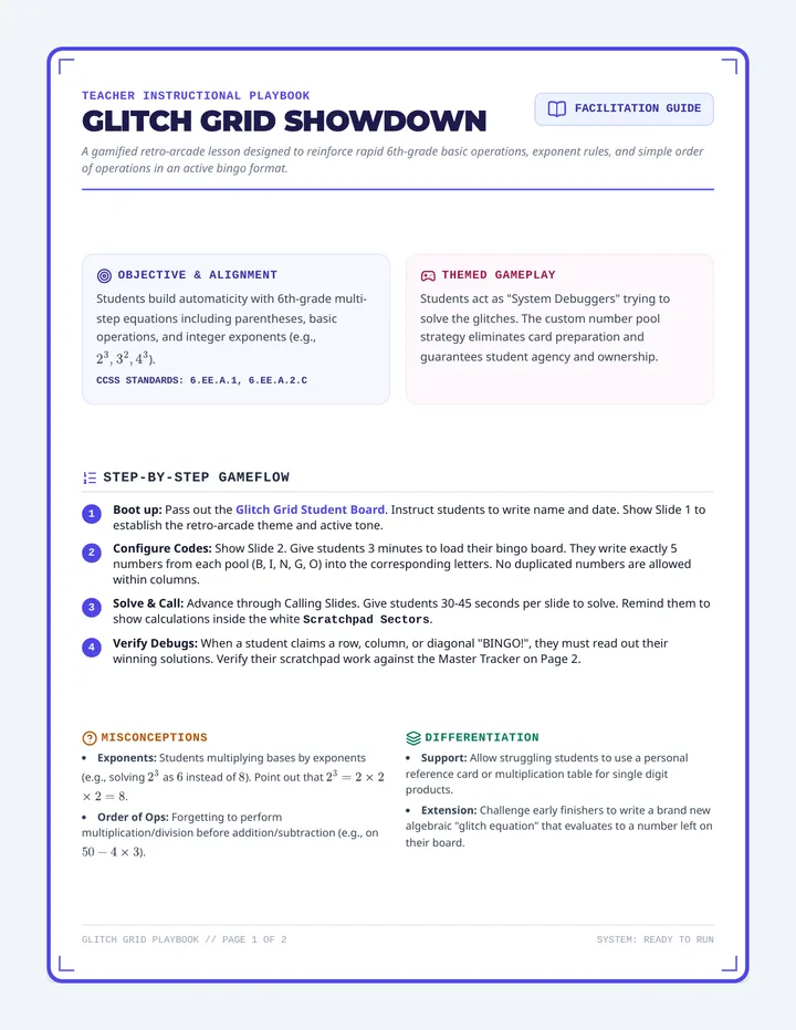 Glitch Grid Teacher Guide