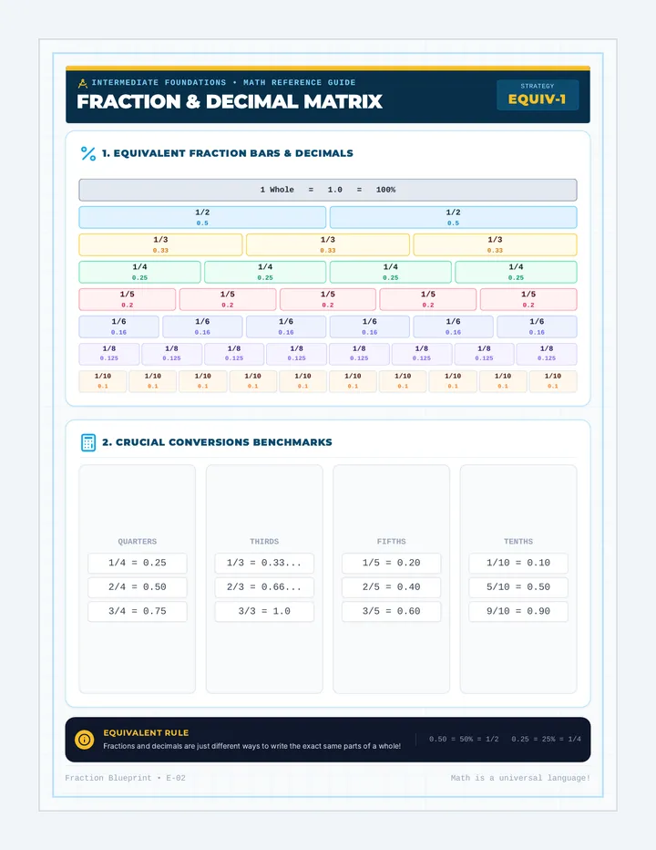 Fraction Decimal Matcher Chart