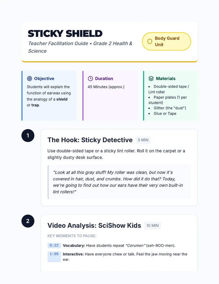 Sticky Shield Teacher Guide