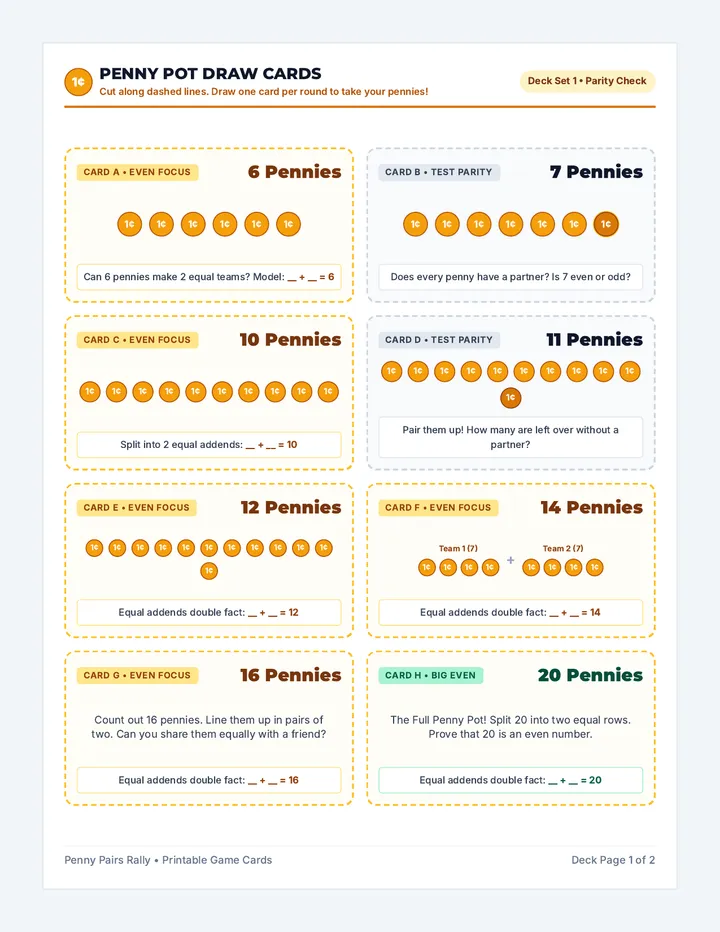 Penny Pairs Game Cards