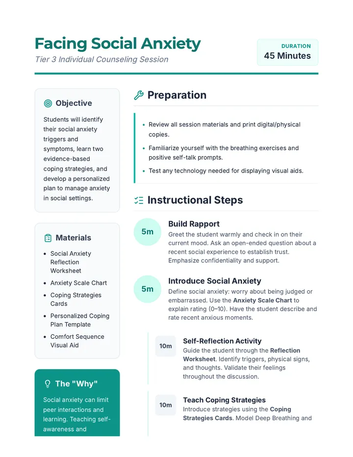 Facing Social Anxiety Plan