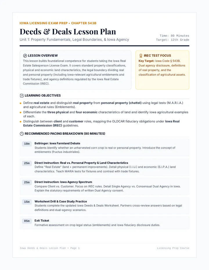 Deeds and Deals Lesson Plan