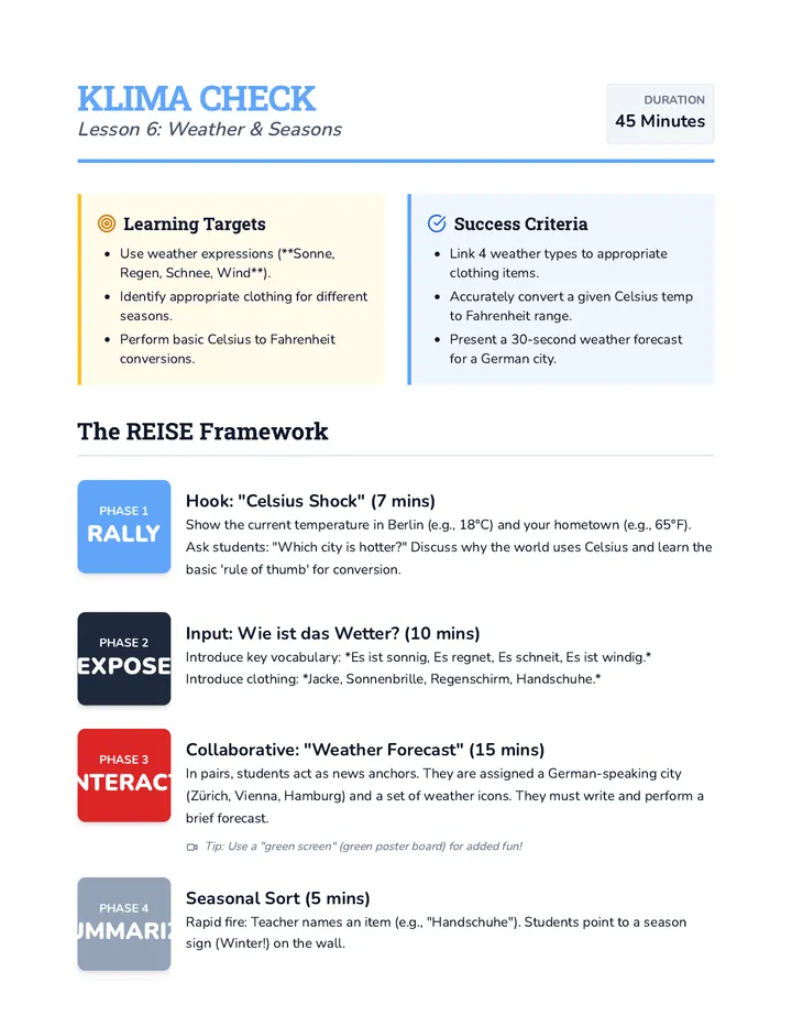 Klima Check Teacher Plan