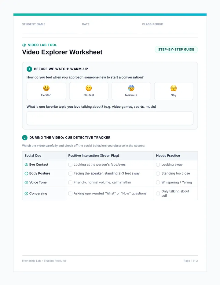 Video Explorer Worksheet