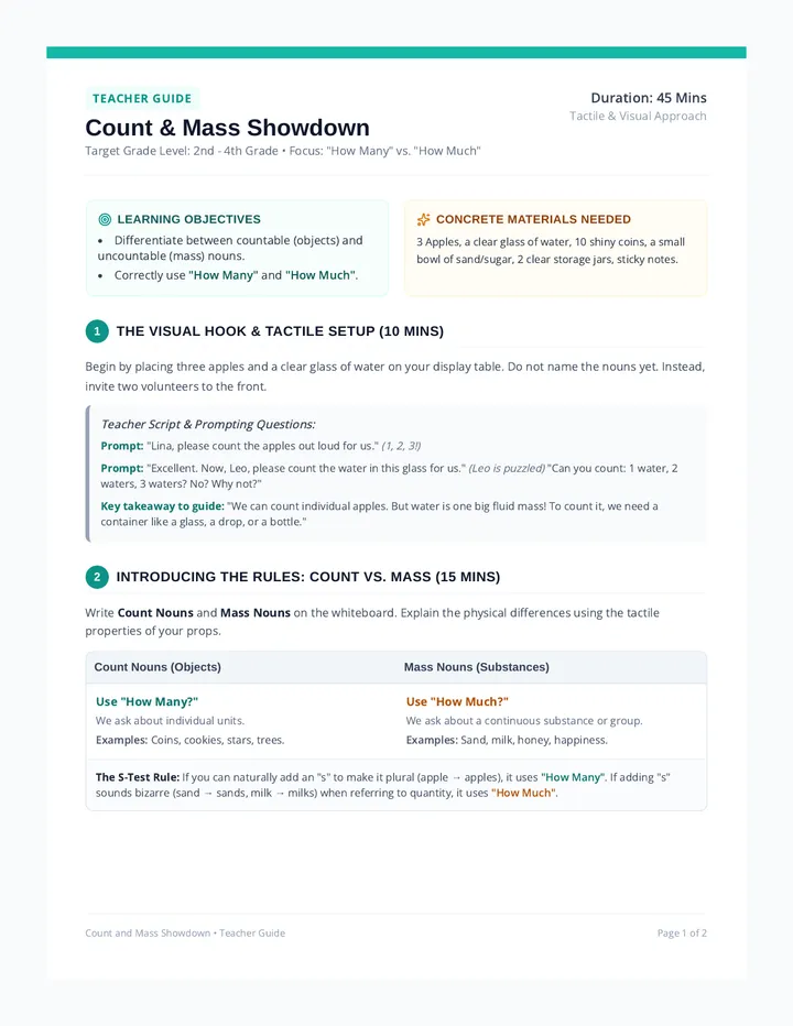 Count and Mass Teacher Guide