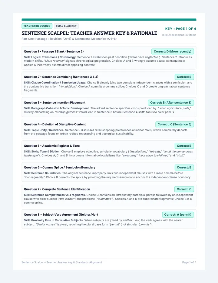 Sentence Scalpel Answer Key