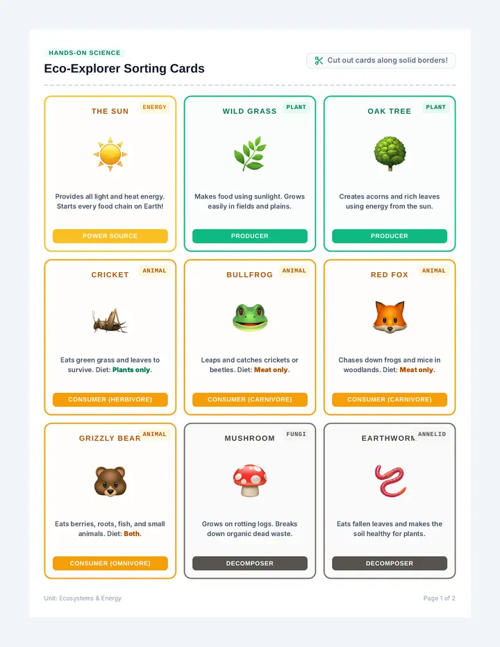 Sun to Soil Role Cards