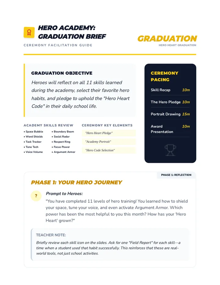 Hero Heart Graduation Teacher Guide