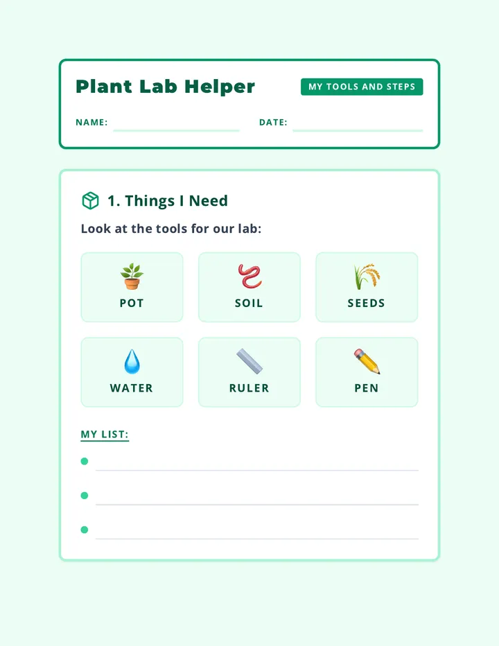 Plant Lab Helper Dyslexia Friendly Worksheet