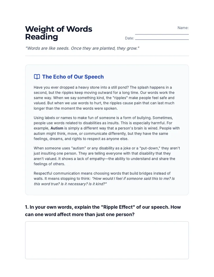 Weight of Words Reading