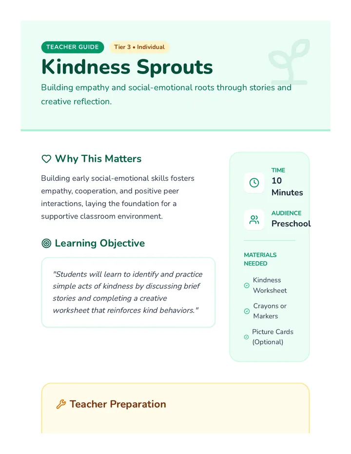 Kindness Sprouts Lesson Plan