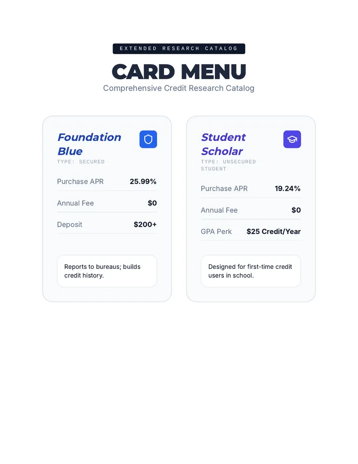 Card Menu Reference