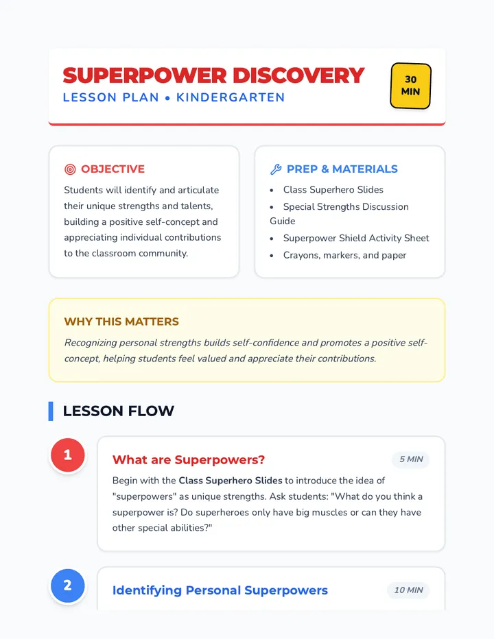 Superpower Discovery Lesson Plan