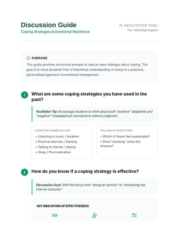 Discussion on Coping Strategies Guide
