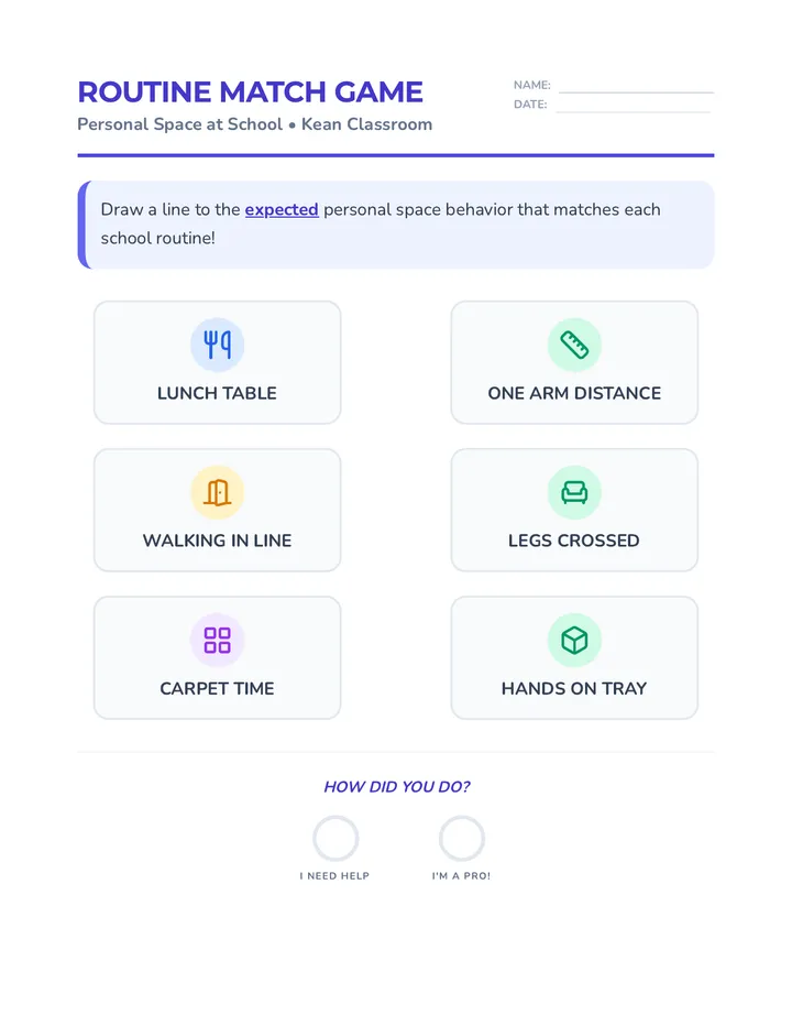 Routine Match Worksheet