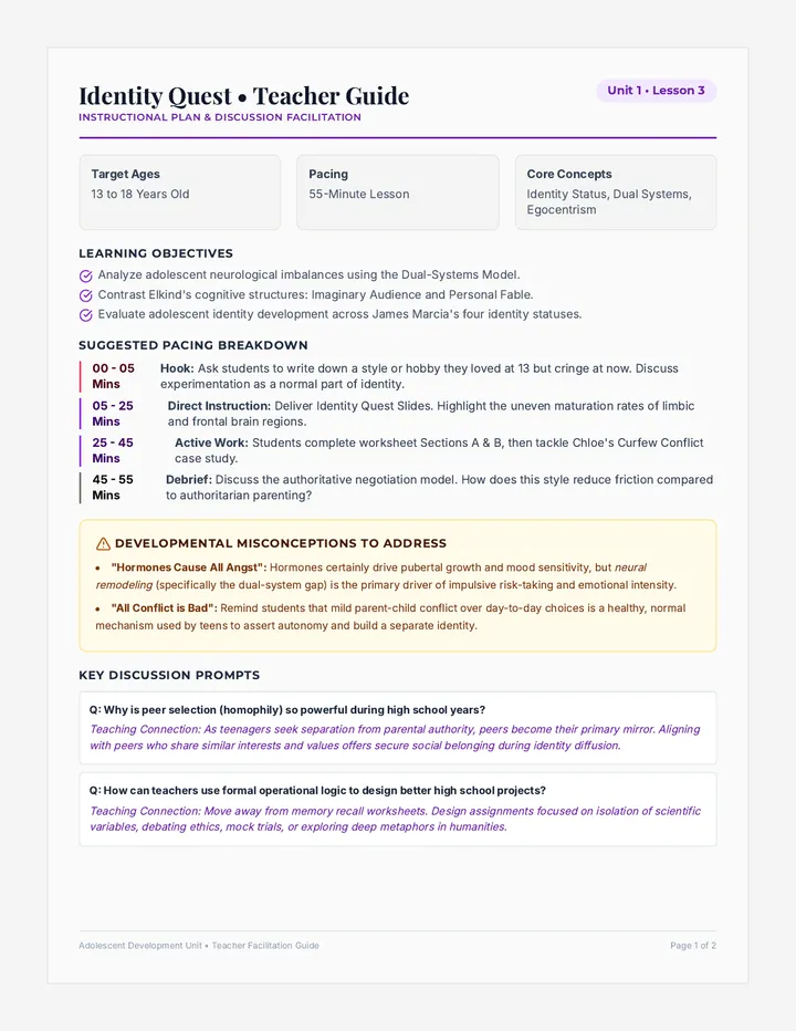Identity Quest Teacher Guide
