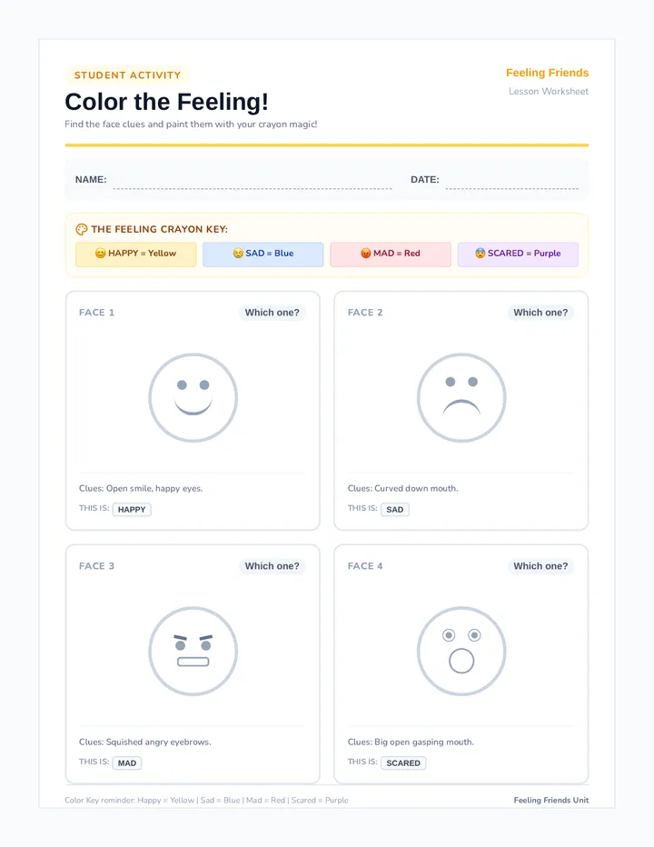 Color Feeling Worksheet