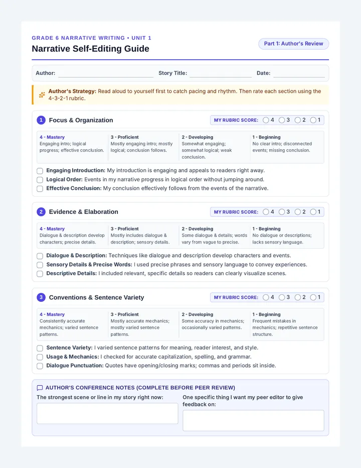 Narrative Self Editing Guide