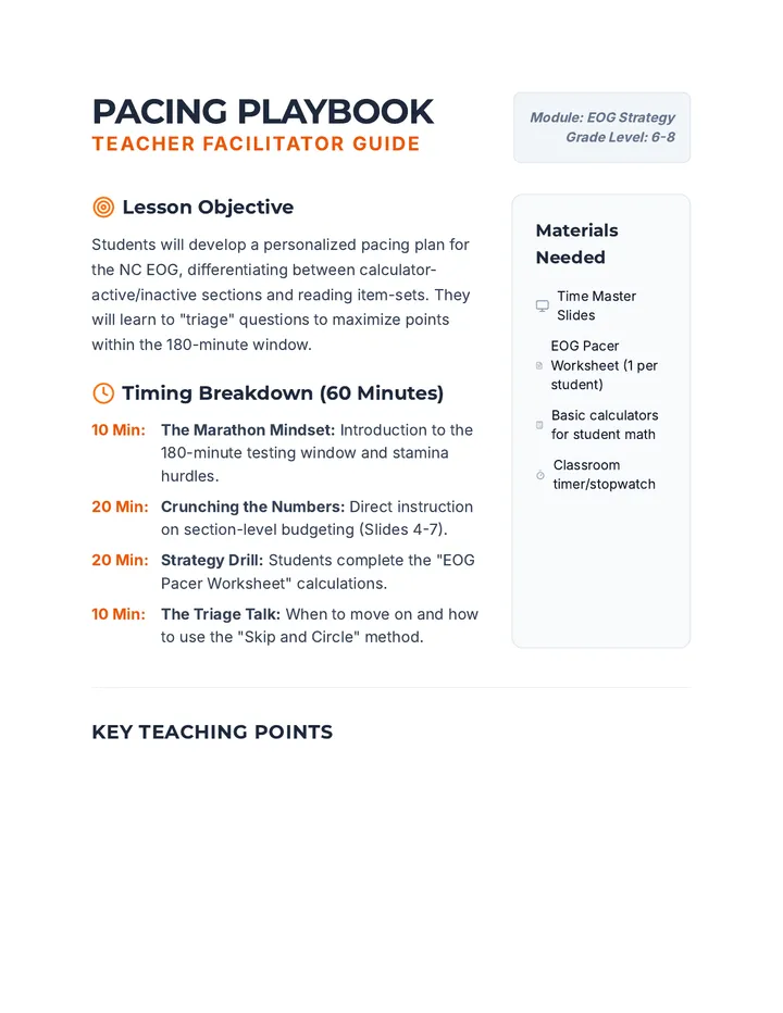 Pacing Playbook Teacher Guide