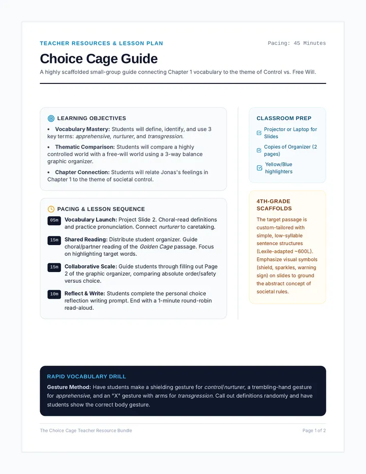 Choice Cage Teacher Guide