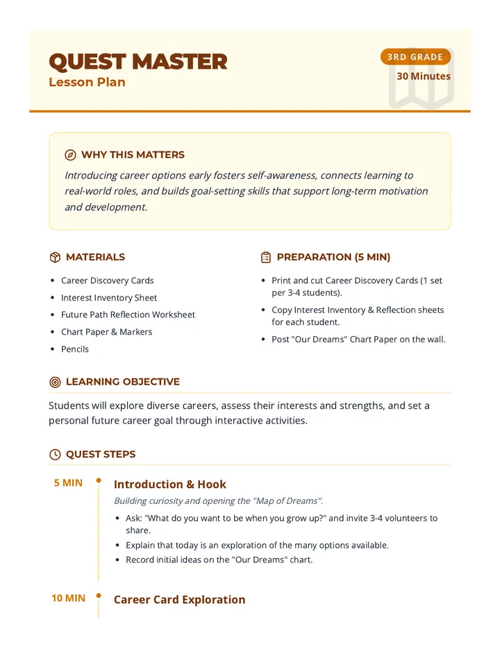 Quest Master Lesson Plan