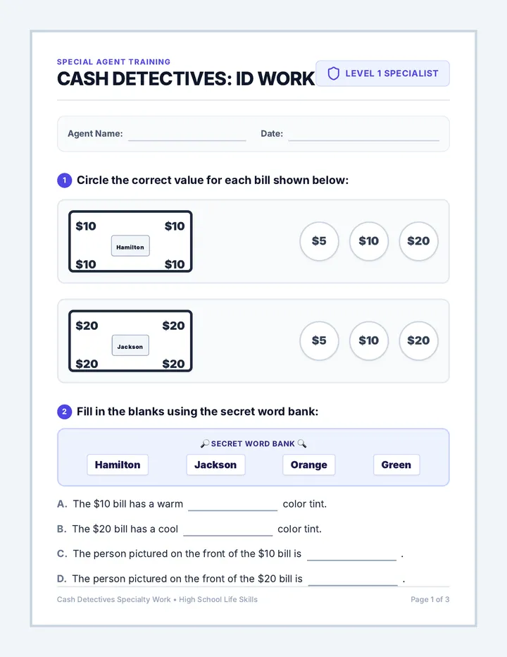 Bill Hunter Worksheets