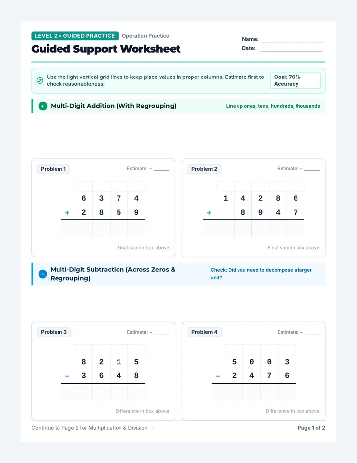 Guided Support Worksheet