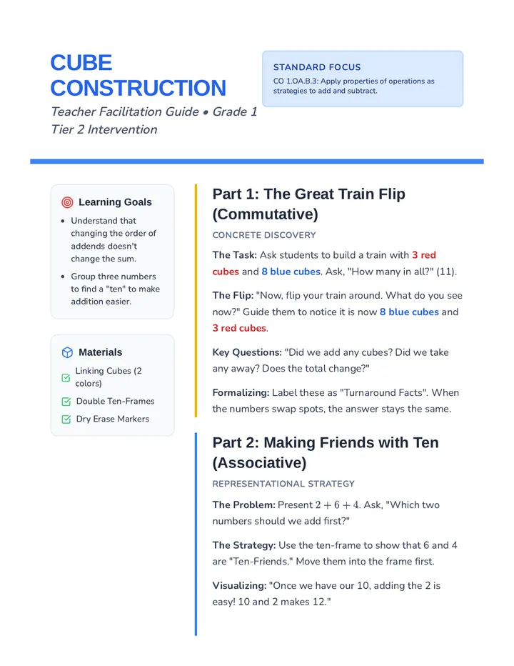 Cube Construction Teacher Guide