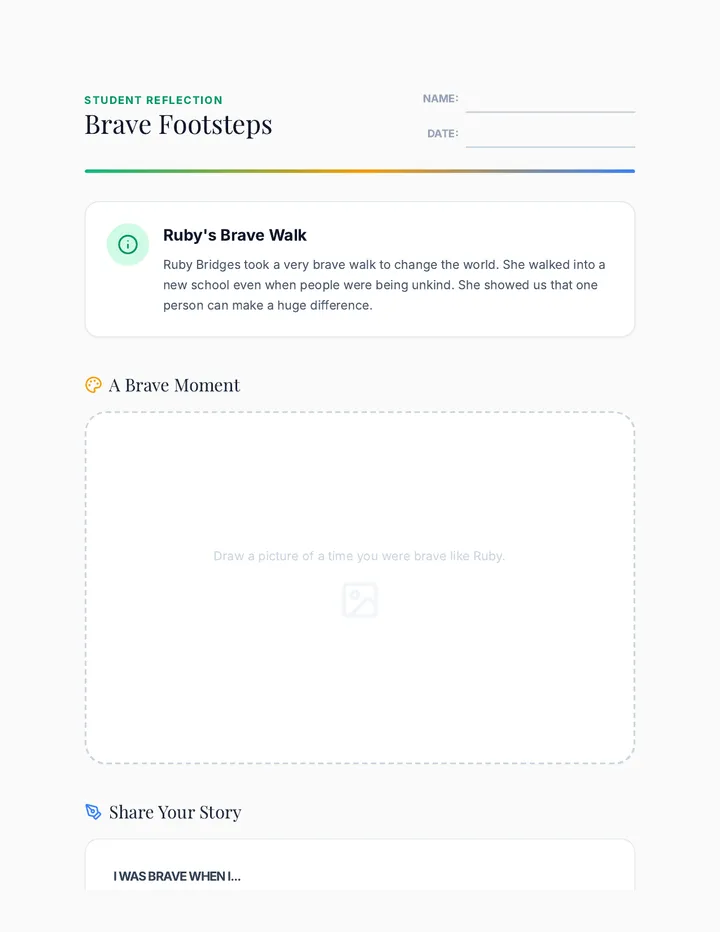 Brave Footsteps Worksheet Student Facing