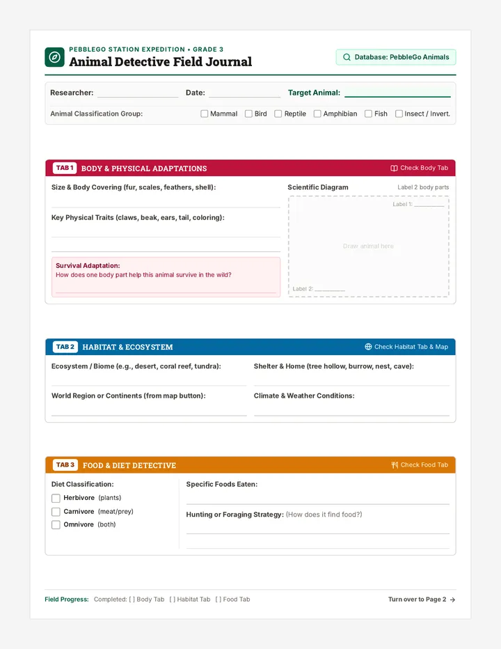 Animal Detective Research Form
