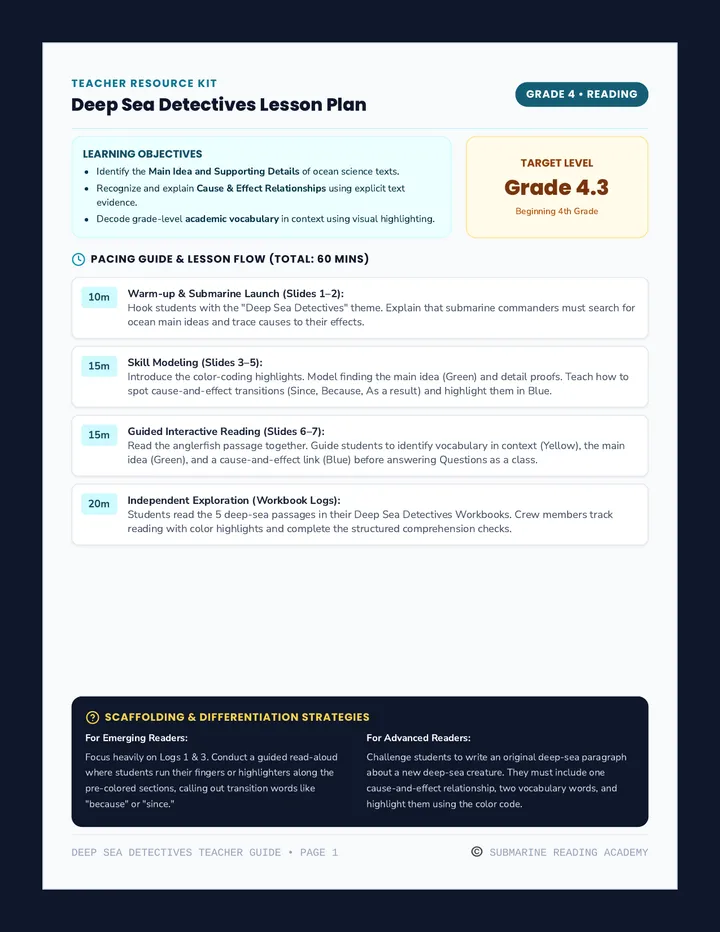 Deep Sea Detectives Teacher Guide