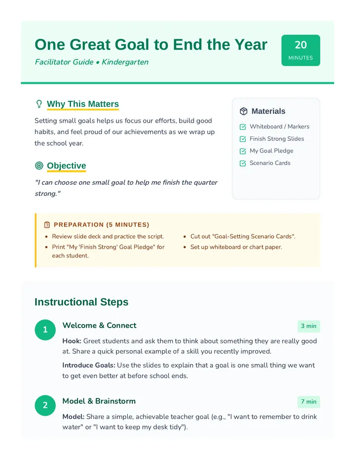 Goal Setting Teacher Guide